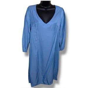 Large Juniors Blue Vneck Dress Long Sleeve Denim Look